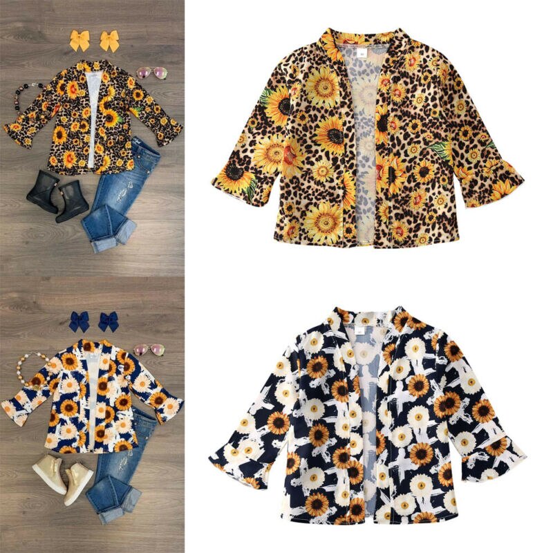 enfant en bas âge enfants bébé filles tournesol hauts t-shirt à manches longues Blouses vêtements