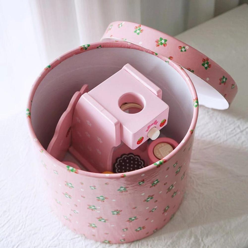 Wooden Coffee Machine Kinchen Items Dinner Plate Tea Cup Set Realistic Pink Wooden Coffee Maker Kitchen Accessories