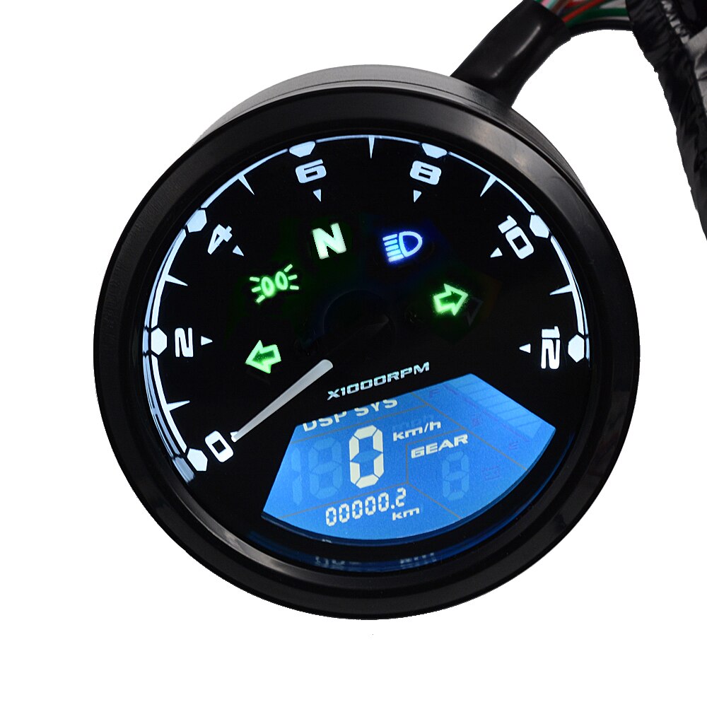 12V Motorrad LCD Digital Tacho 0-12000RPM Kilometerzähler Tachometer-lehre