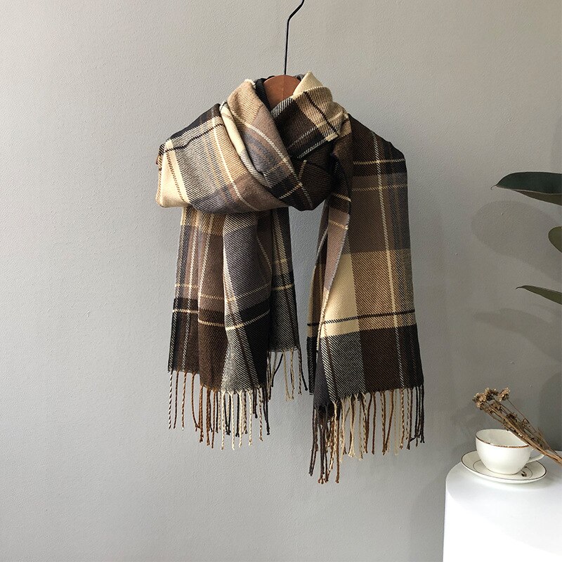 Vrouwen Herfst Winter Sjaal Warme Plaid Sjaals Brede Lange Dames Sjaal Bruin Soft Sjaal Pashmina: Bruin
