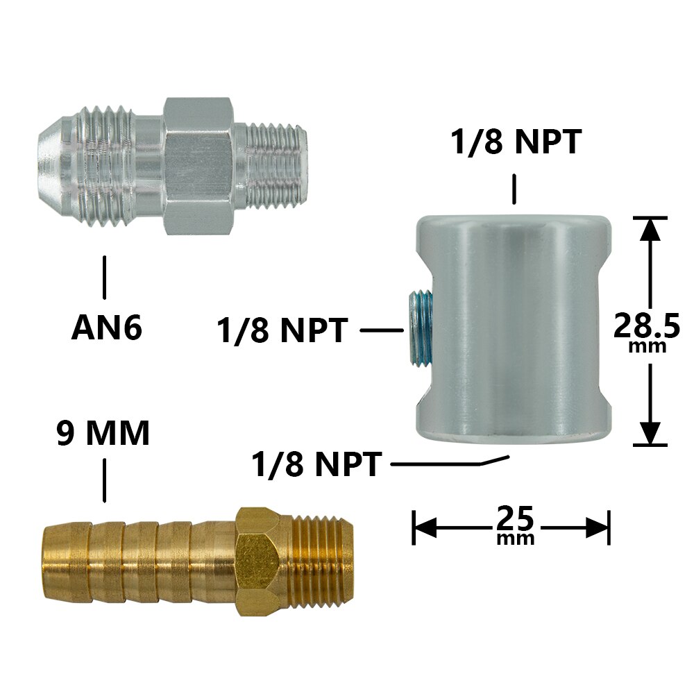 9mm zu 1/8 NPT Fitting , AN6 zu 1/8 NPT Fitting , Grandado