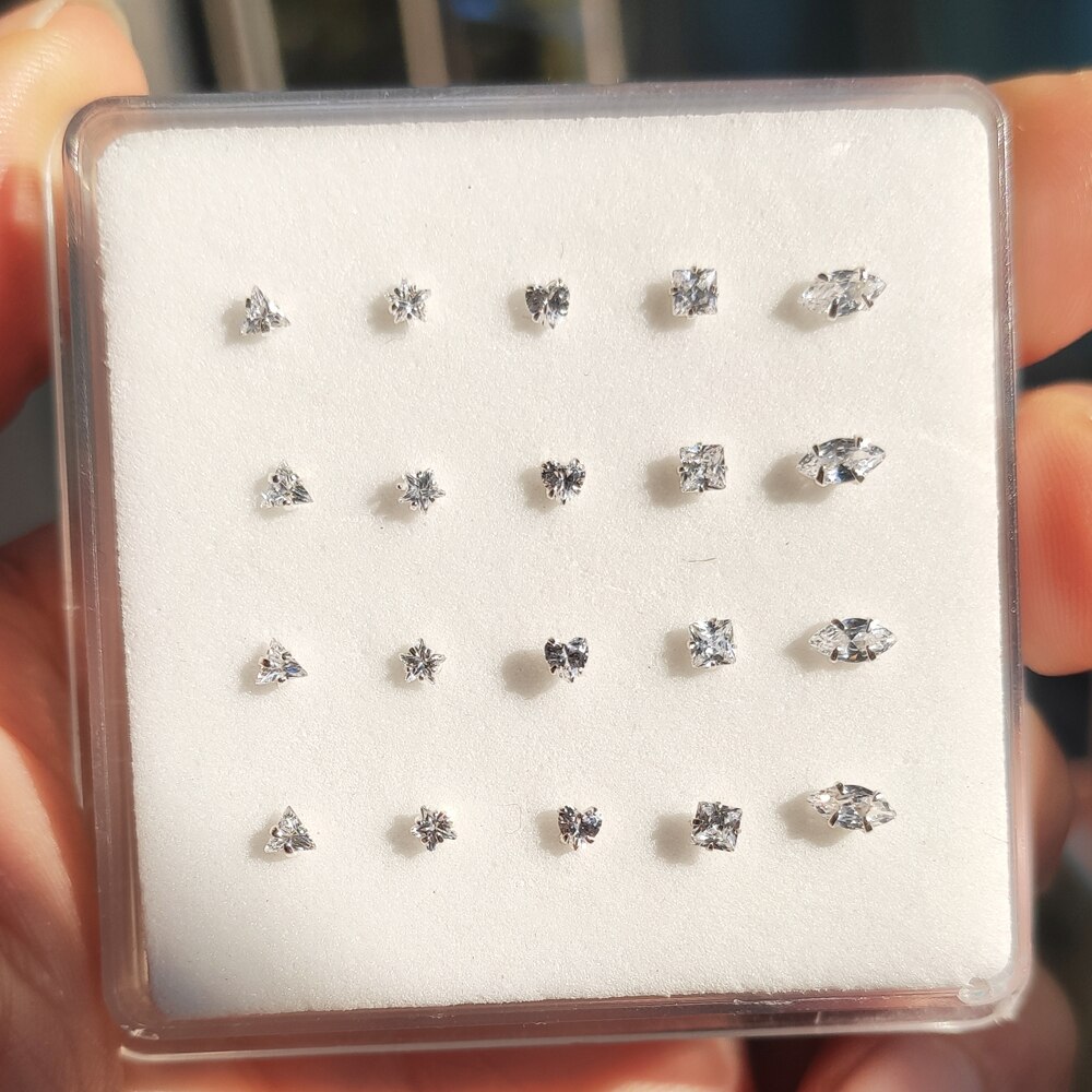 925 Sterling Zilver 22G Neus Stud Clear Cz Nariz Neus Pirercing Nez Stud Sieraden 20 Stks/pak