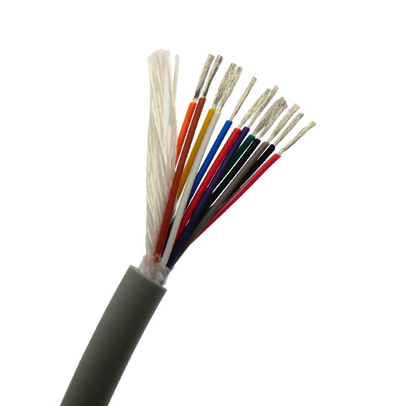Drag Chain Control Cable Ultra Flexible 12 core 0.2,0.3mm ² Gray Towline Cable 1m (24,22AWG