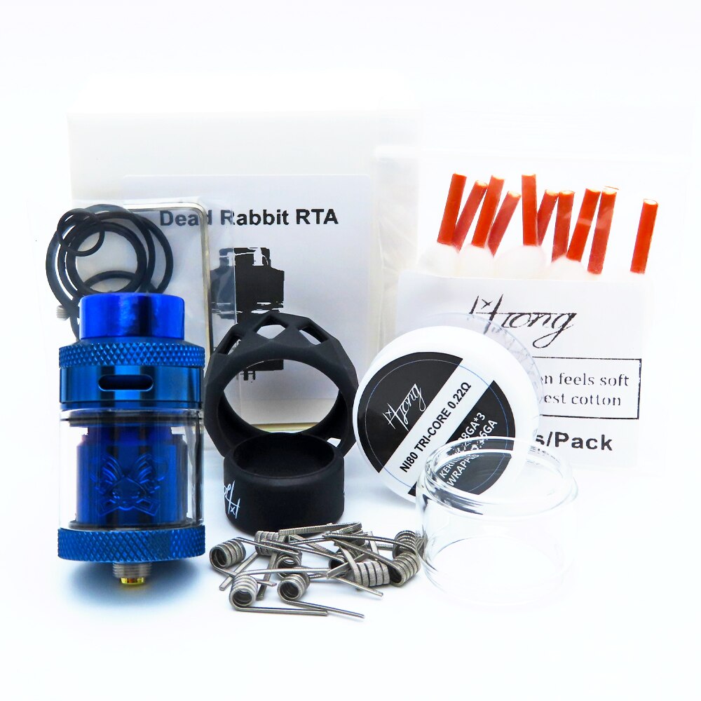 ZHISHUO Dead Rabbit RTA Tank 25mm Rebuildable Dripping Atomizer Single Dual Coil with 810 Drip Tip 24mm Vaporizer e cigarette: Blue-Coils-Cotton