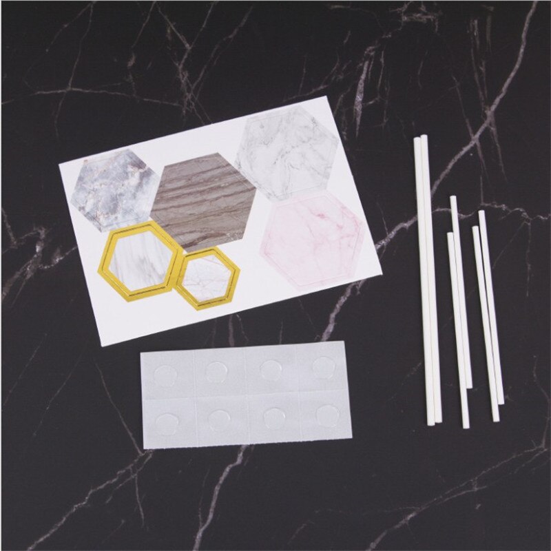 Cakelove Hexagon Cake Topper Paper reen Marble Gold Happy Birthday Cake Topper Party Cake Card Insert Decorations Baby Shower