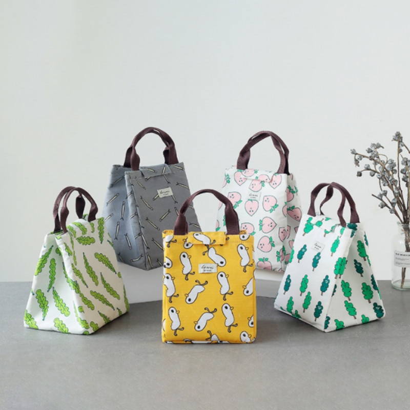 Bærbar termisk matpose med stor kapasitet sammenleggbar gjenbrukbar matpakke i lerret reisemat veske termopose matboks kvinner menn