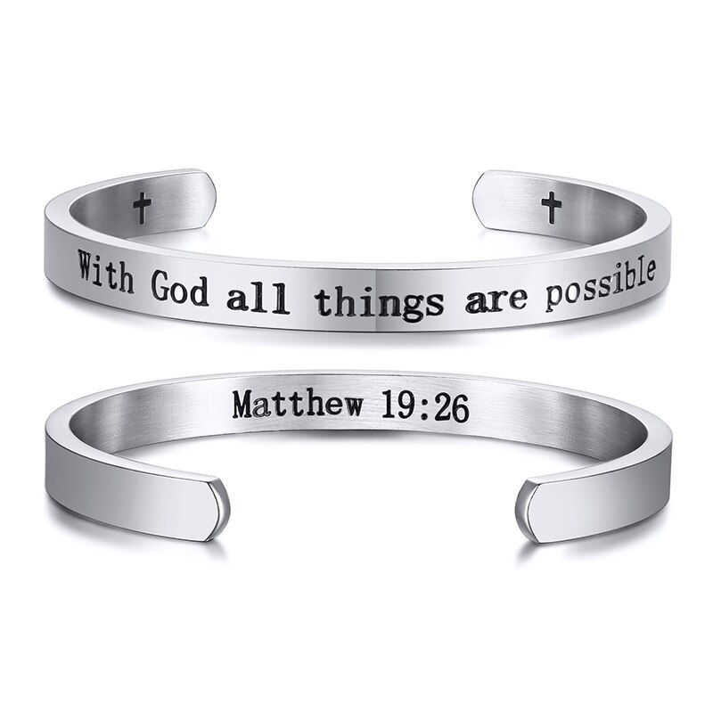 Jean 3:16 verset de la Bible Bracelet chrétiens pour hommes femmes étude de la Bible bijoux religieux pour dieu tant aimé le monde 56MM: 384S-6