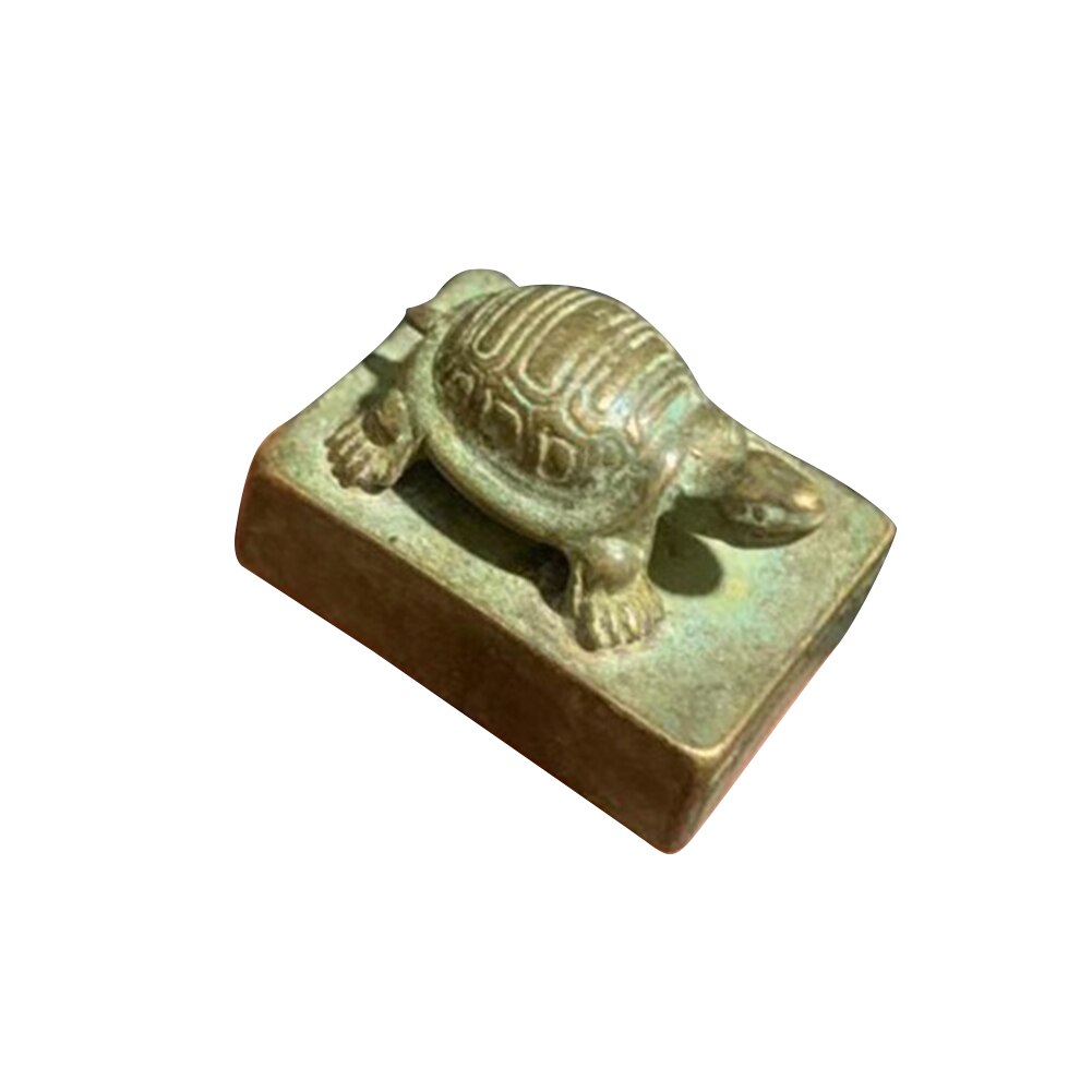 Skilpaddesegl keiserlig skulptur samle liten statue firkantet stempel kinesisk bronse antikk ornament utskjæringe rik heldig lenge leve