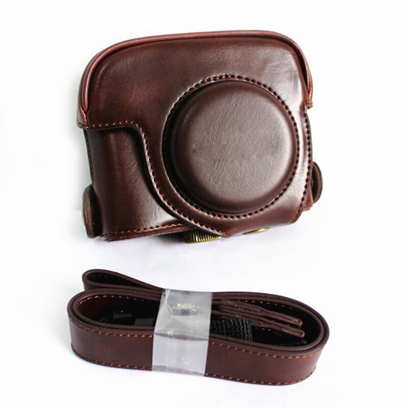 Leather Camera case bag Grip Strap for Canon POWERSHOT G15 G16: Chocolate
