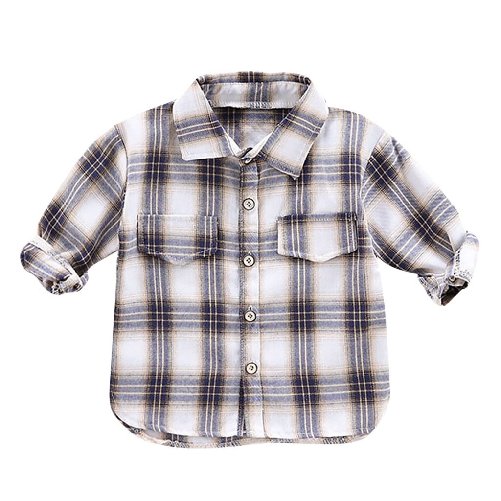 Baby Clothes Toddler Kids Baby Boys Long Sleeve Plaid Handsome Gentleman Shirt Clothes M1216: 80