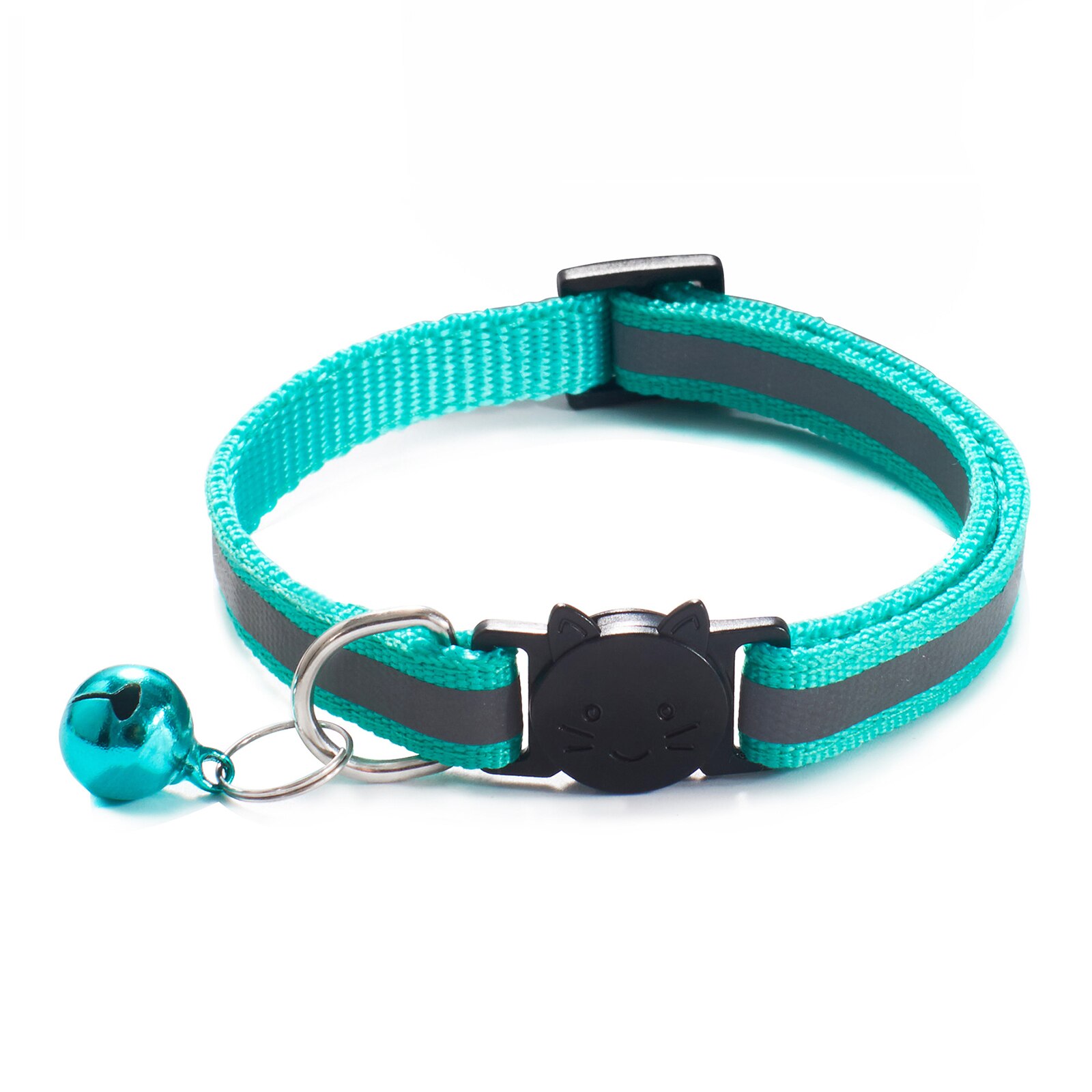 Collar de campana para gatos calientes, hebillas ajustables reflectantes de nailon, Collar para mascotas, seguro, botón para cabeza de gato, accesorios bonitos: 1