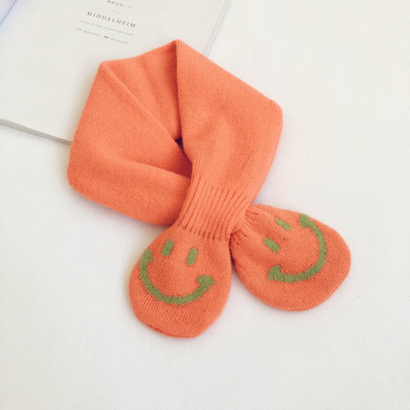 Style coréen hiver bébé filles garçons mignon dessin animé tricoté écharpe enfants doux tout-match croix foulard: Orange