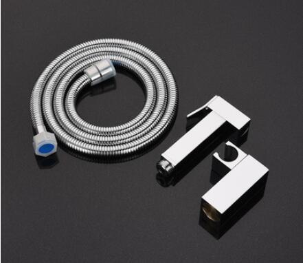 Hand held Toilet Bidet Sprayer set Kit Solid Brass Hand Bidet faucet for Bathroom hand sprayer shower head Square: Red