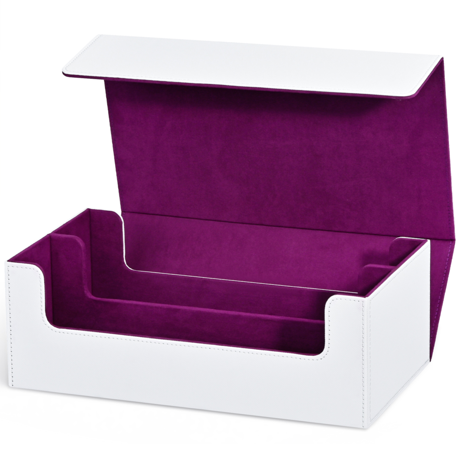 Caja de almacenamiento de tarjetas, estuche para baraja de tarjetas con más de 1200 tarjetas de una sola manga, fuertes cajas de tarjetas magnéticas de cuero PU para MTG TCG: plum