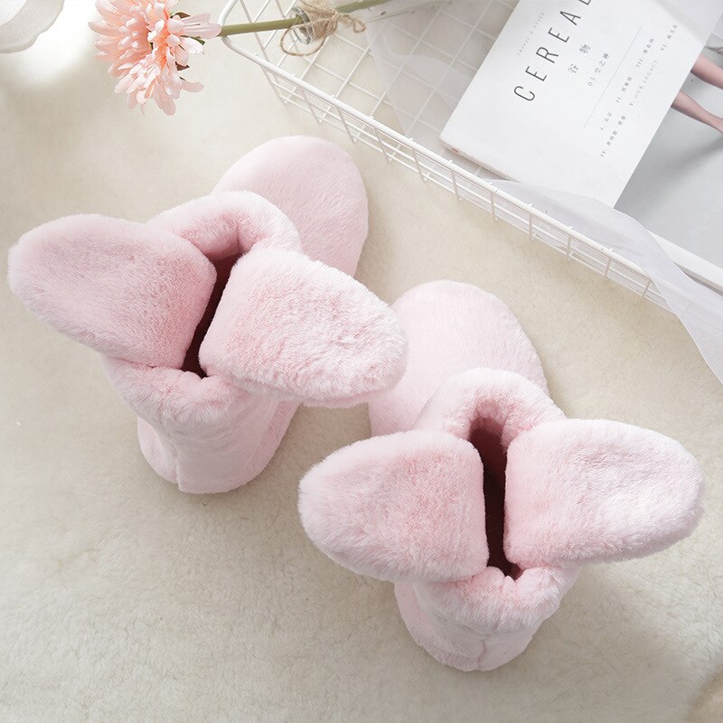 Millffy – bottes chaudes antidérapantes en velours et oreilles de lapin pour femme, chaussures d'intérieur en coton