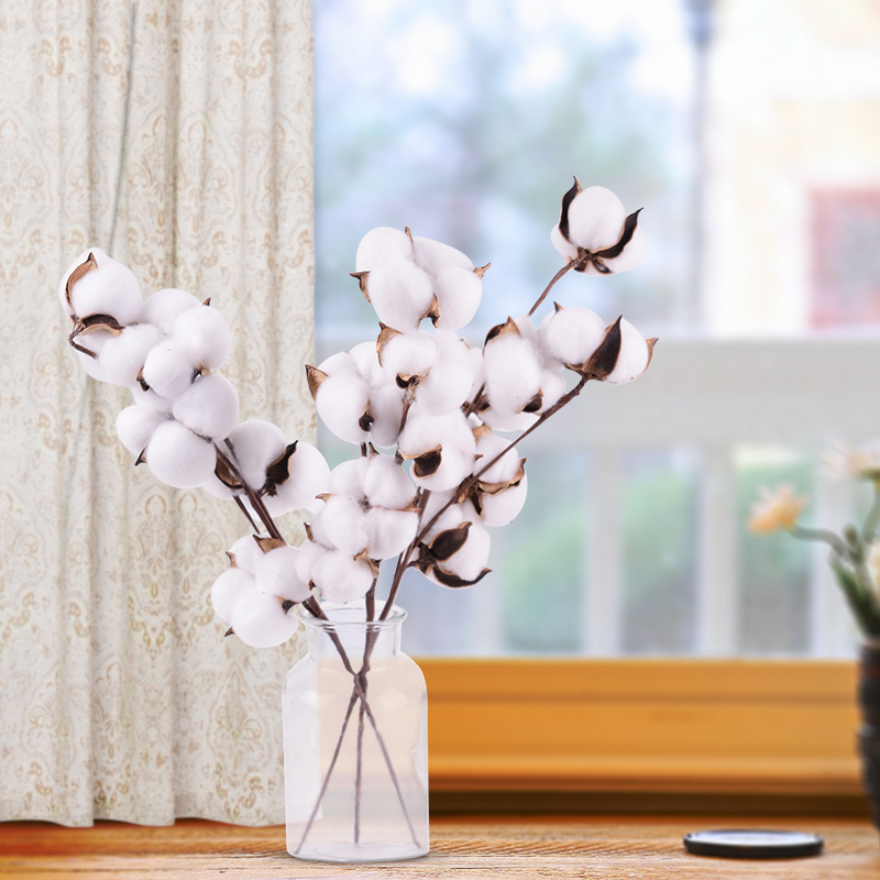 Branche de fleur artificielle en coton naturel, 1 pièce, pour décoration de mariage, noël, couronne faite à la main, fleur de Kapok, fournitures de décoration pour la maison