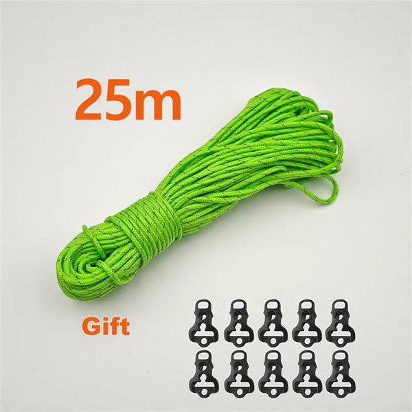 2.5mm reflekterande tältrep höghållfast 20m 25m 50m multifunktionell lina campingtält presenning tillbehör klädlina paracord