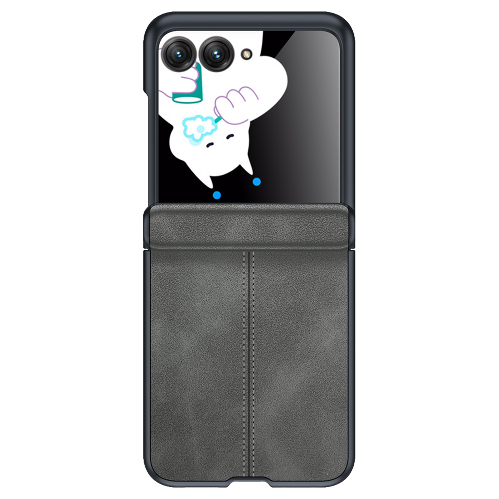 Leren hoesje voor Motorola Razr 50 / 60 / 70 met scharnierbescherming, ingebouwde schermbeschermer, slanke schokbestendige hoes - Rood: GRIJS / Motorola Razr 60 Ultra