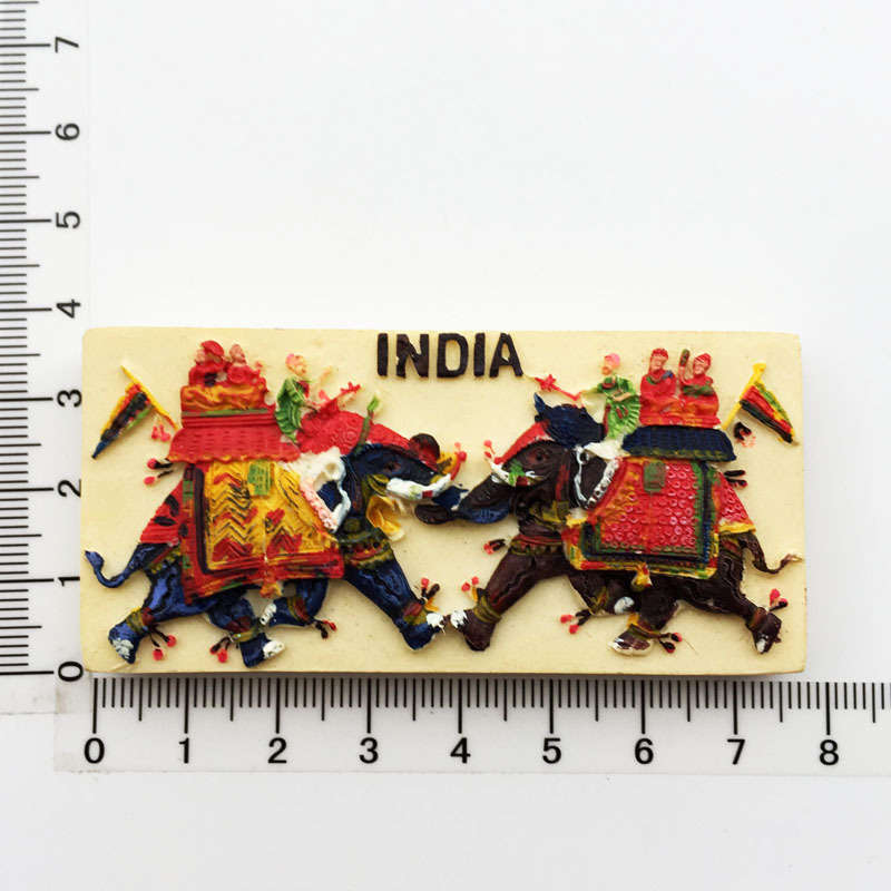 India Travel Souvenir Fridge Magnets Resin Delhi Stupa Taj Mahal Saree Magnetic Refrigerator Stickers Souvenir Crafts: Indian elephant
