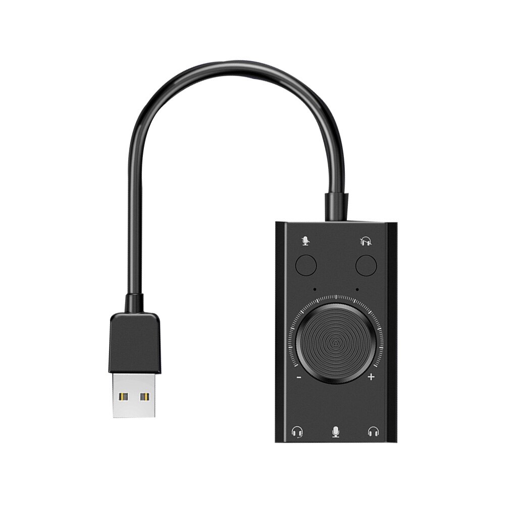 Tragbare USB Externe Soundkarte Stereo Mic Lautsprecher Headset Audio Jack 3,5mm Kabel Adapter Stumm Schalter Volumen Einstellung