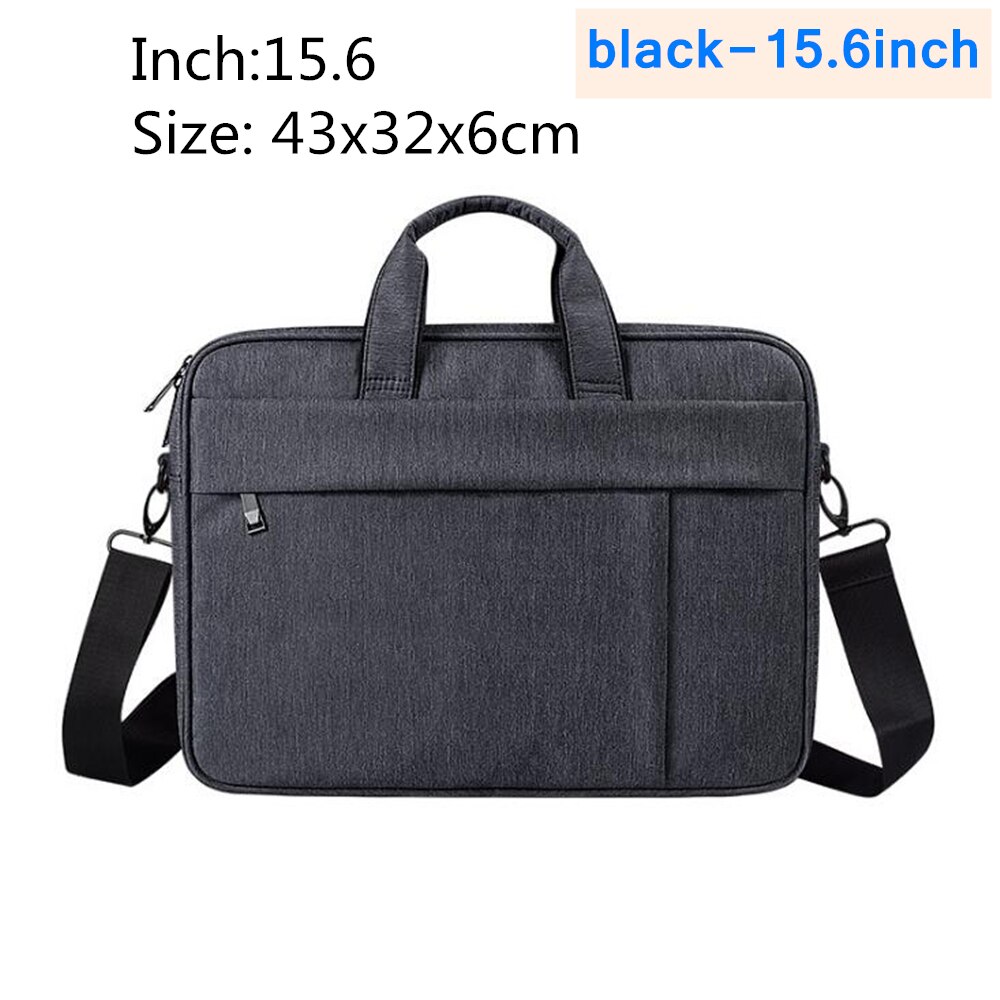 Laptop Bag 13.3 14.1 15.4 15.6 inch Waterproof Notebook Shoulder bag for Apple Millet Unisex Briefcase: black-15.6inch