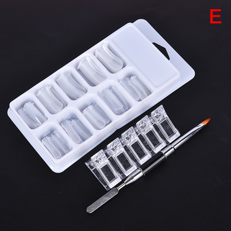 Valse nagels mal transparant volledige dekking polygel nagel tips schaal gereedschap met clip uv gel acryl snel verlengde valse nagels: En