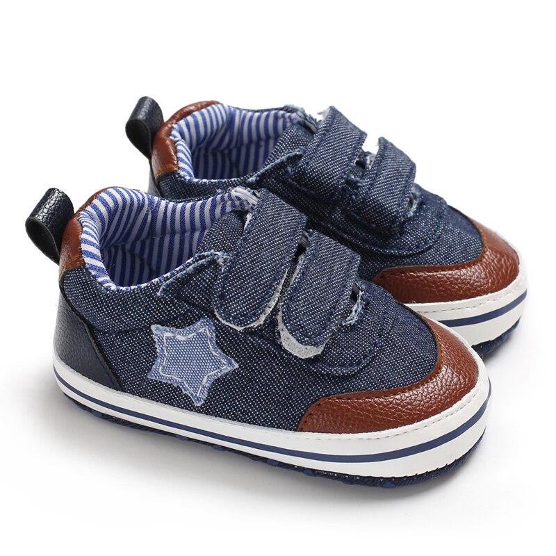 Nyfødt baby drenge sko spædbarn dreng pre-walker blød sål barnevogn sko lærred sneakers sneakers fritidssko: B1- l / 0-6 måneder