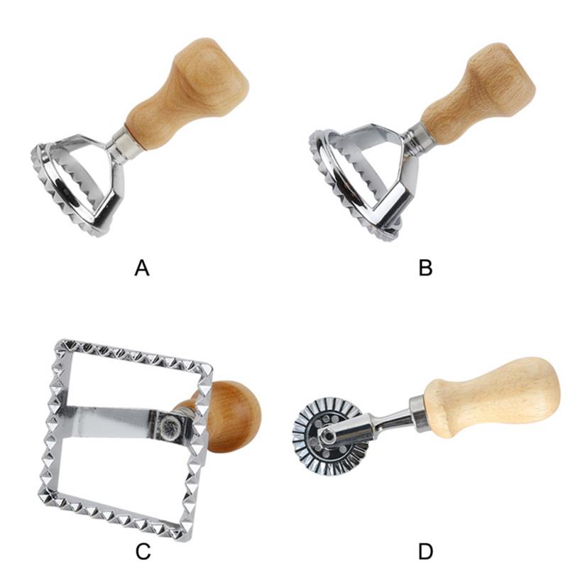 Ravioli stempel klassisk ravioli skærer maker træhåndtag pasta form skæreværktøj ravioli stempel dej udskærer kage udskærer