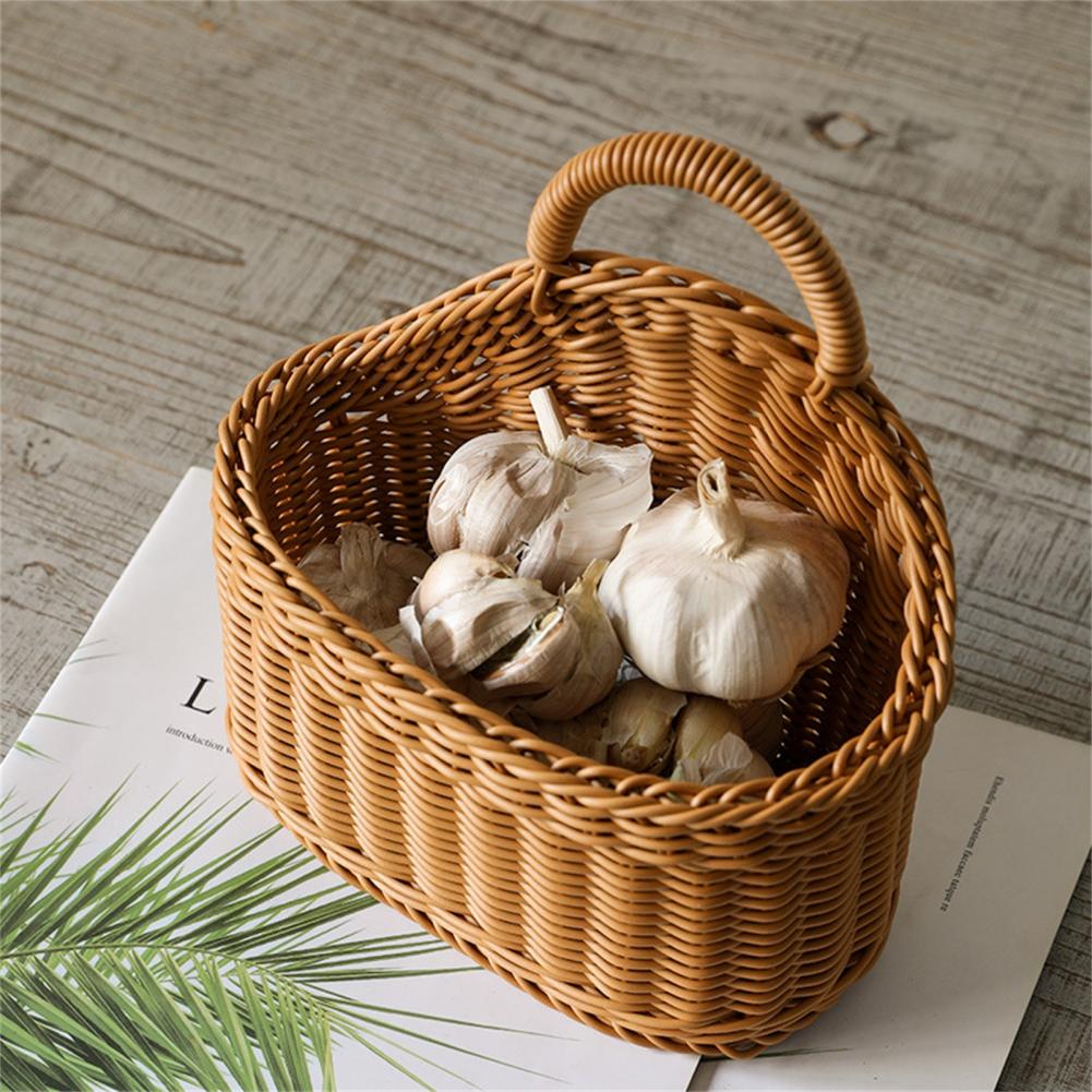 Panier de rangement en rotin multicolore, joli panier de rangement en osier, avec poignée, durable