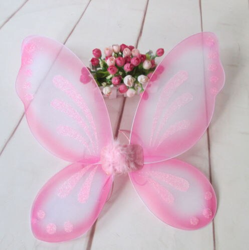 18x19 Princess Angel Fairy Wings Butterfly TinkerBell Pixie Dress Up Costume 10 Kinds Colors: Pink