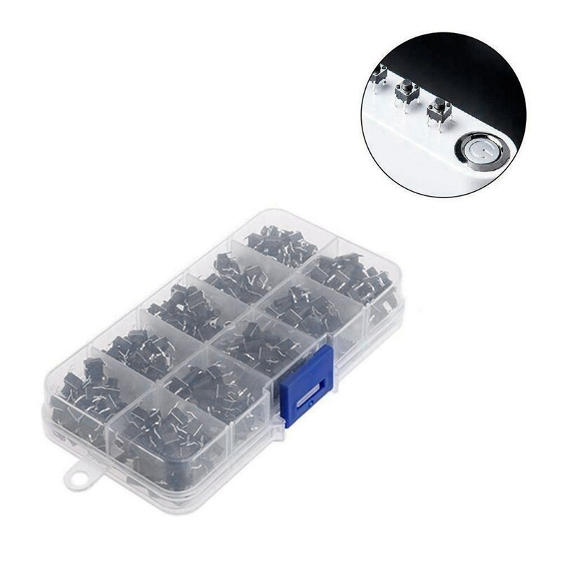 10 modeller 100 st taktil tryckknappsats 6 x 6 tact 4.3mm-13mm dip 4p