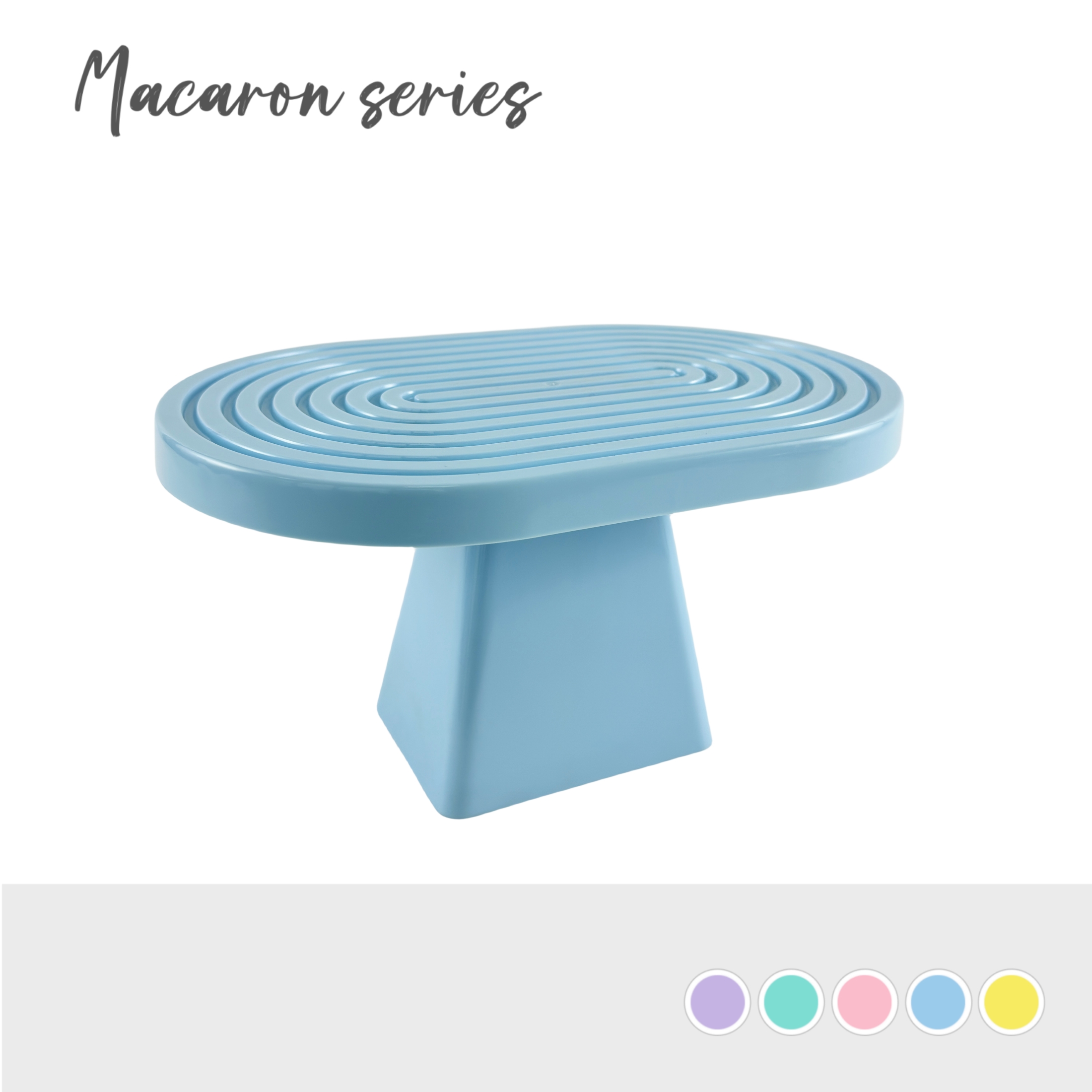 Support sur pied à gâteau monobloc et supports à cupcakes, assiette d'exposition de fruits et desserts pour réception pour bébé, mariage, fête d'anniversaire, Cele: BLEU CIEL