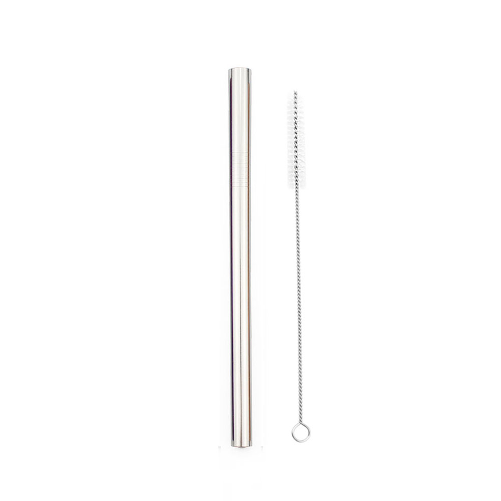 Tubuli Metall Stroh Rosa Edelstahl Stroh Wiederverwendbare Trinkhalme 12mm Smoothies Tapioka Perlen Abgeschrägte Bar Party 1Pc: Silver