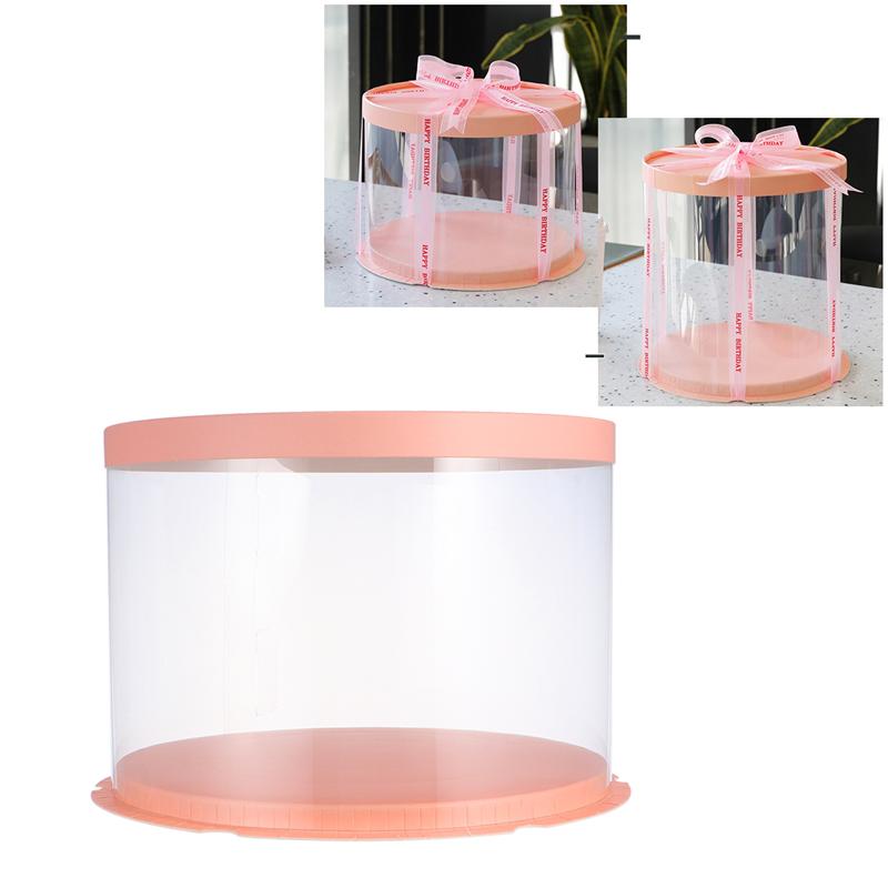 Transparante Ronde Taartdoos Dessert Verpakking Dozen Stofdicht Opbergdoos Organizer Verjaardag Bruiloft Cadeau Cajas De Regalo: Roze / Double layer 6inch