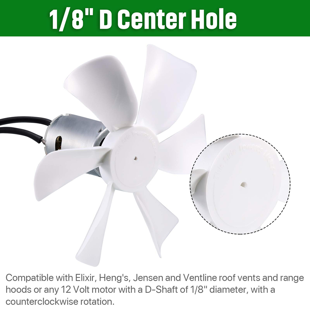 RV Bathroom Vent Fan Replacement Fan Blade Replacement Vent Fan Blades 6 Blades for Elixir Ventline 12 Volt Motor Roof Vent