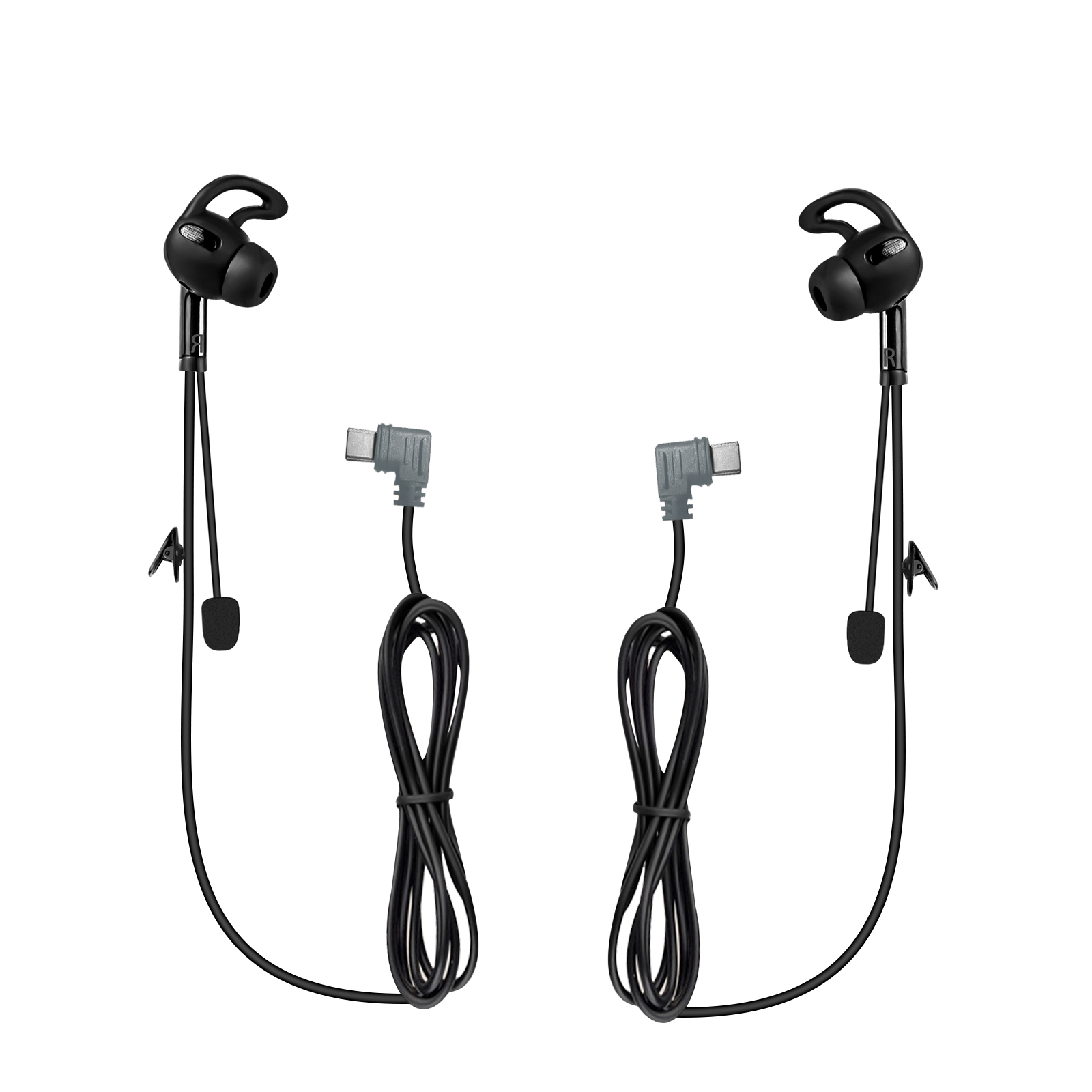 2 Stuks Type-C Interface In-Ear Scheidsrechter Hoofdtelefoon Voor Ejeas V6 Pro + Motorhelm Bluetooth Intercom: YELLOW