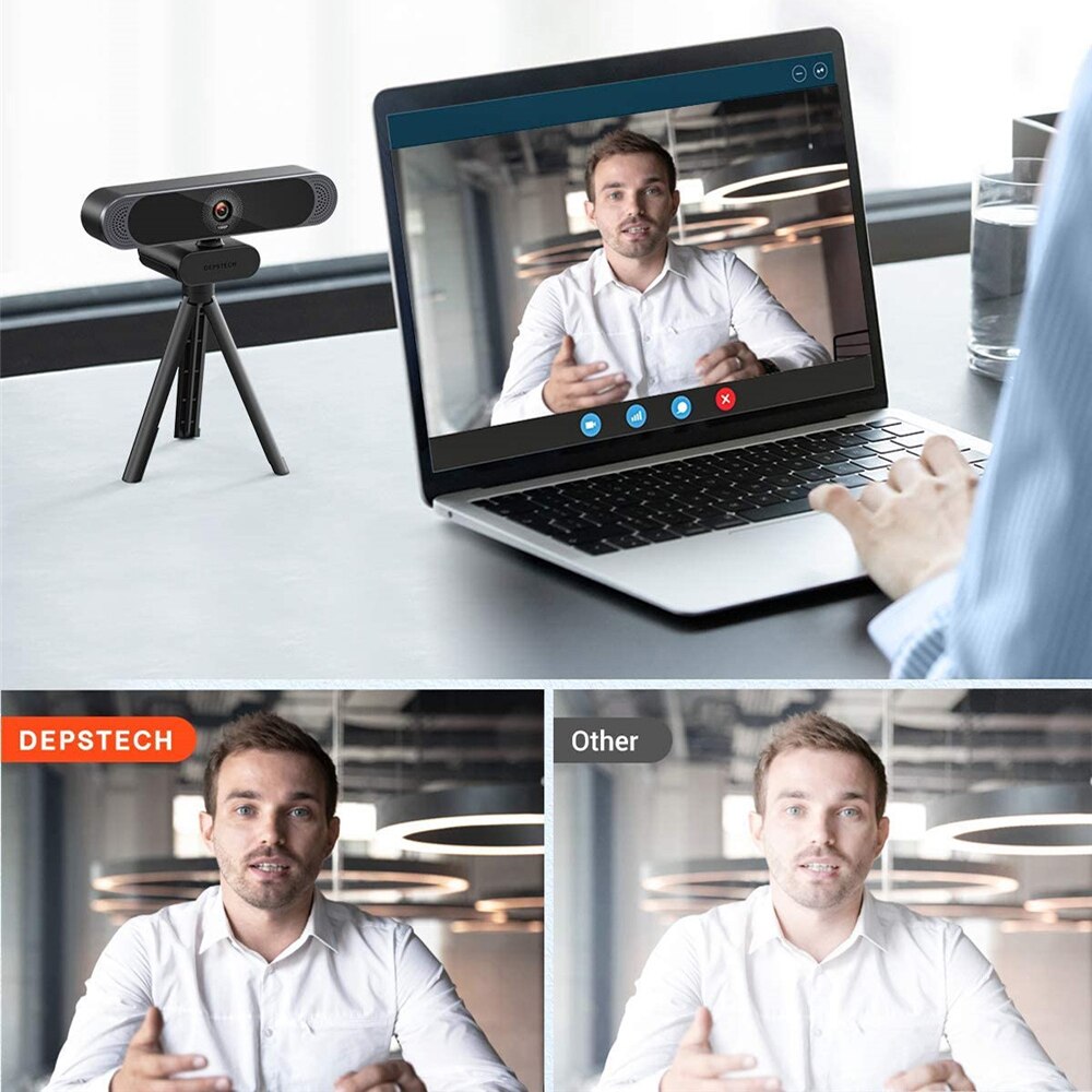 Depstech Full Hd 1080P Webcam Computer Pc Web Camera Met Privacy Cover Statief En Dual Microfoon Webcam Voor Desktop pc