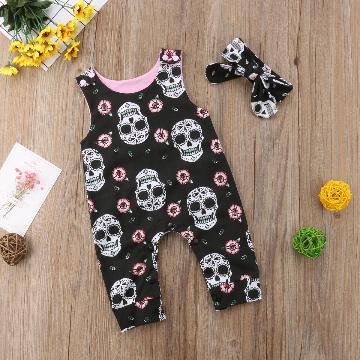 2 Stuks Halloween Pasgeboren Baby Jongens Meisjes Romper Jumpsuit Hoofdband Outfits Kleding