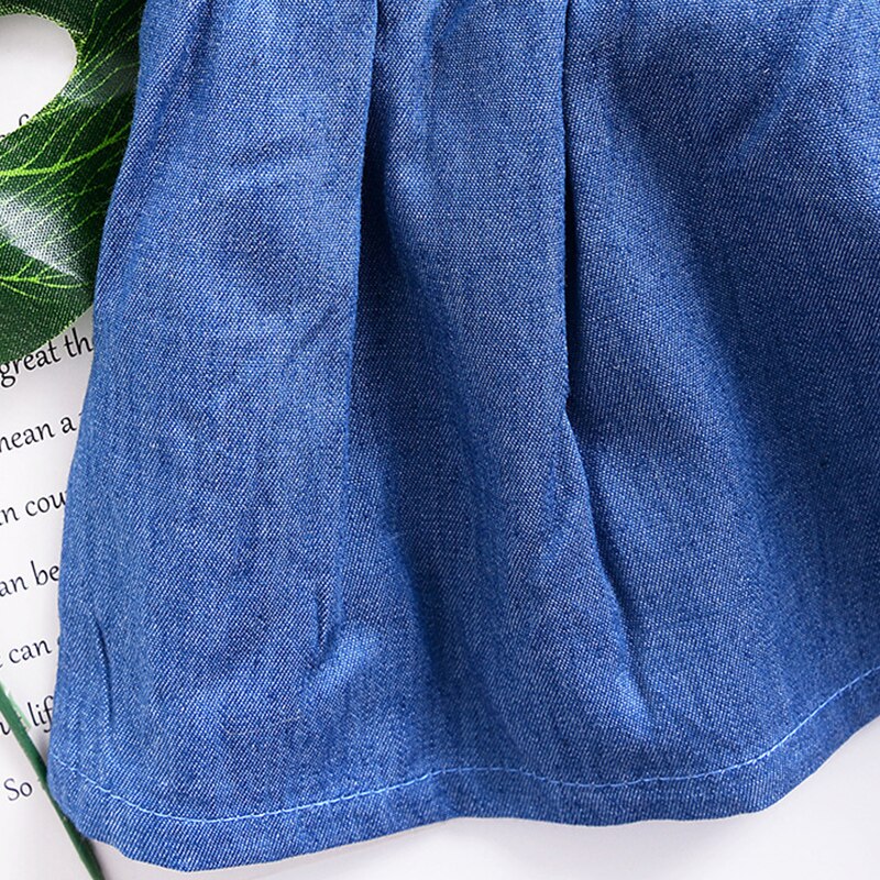 Humor ours vêtements pour enfants filles été bébé Denim coton à manches courtes T-Shirt col frange pendentif bustier tubulaire vêtements