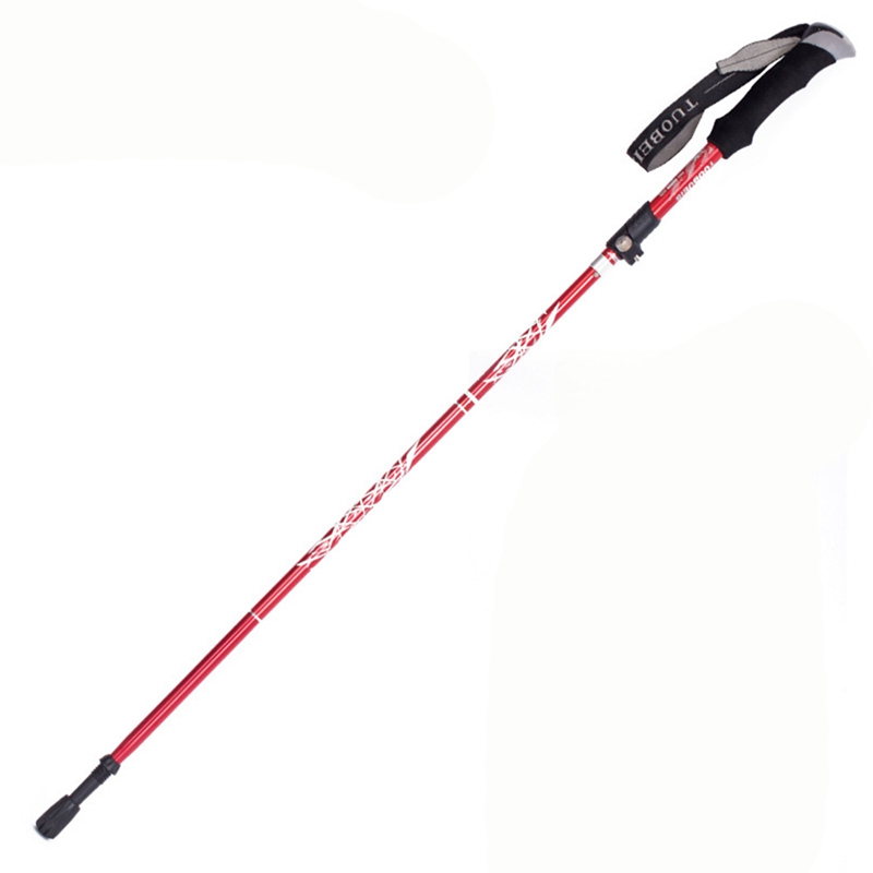 -TUOBEIS 5-Section Telescopic Trekking Pole Walking Sticks Portable Nordic Outdoor Climbing Stick Hiking Poles: Red