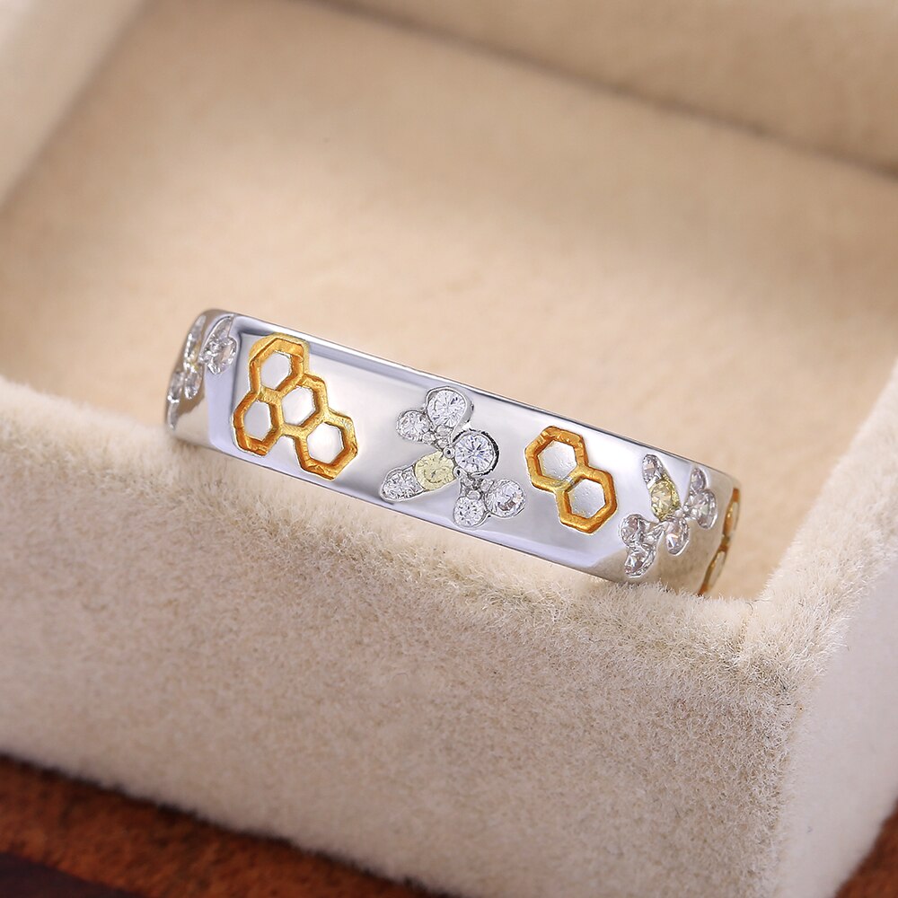 Huitan Nette Libelle Hexagon aufbringen Einfache Frauen Ring Hochzeit Party Liebe Romantische Schmuck reich-farbige Einzigartige Finger Ring