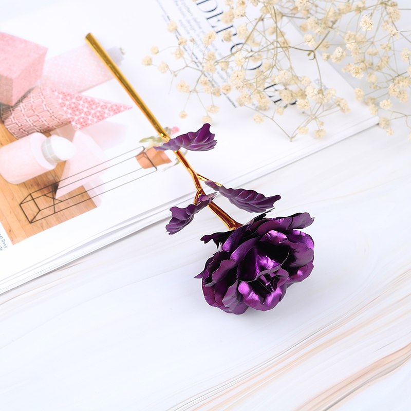 24k Gold Foil Rose Flower Long Stem Golden Dipped Flower Handcrafted Handmade Rose Flower Valentine's Day