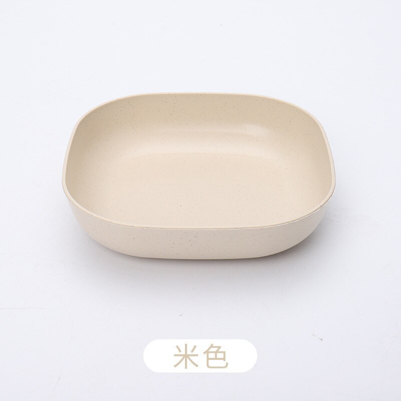 2PCS Wheat Straw Plate Nut Cake Fruit Snack Dessert Tray Storage Microwaveable Spit Bone Sauce Dish Round Kitchen Plastic Plates: Beige 2PCS