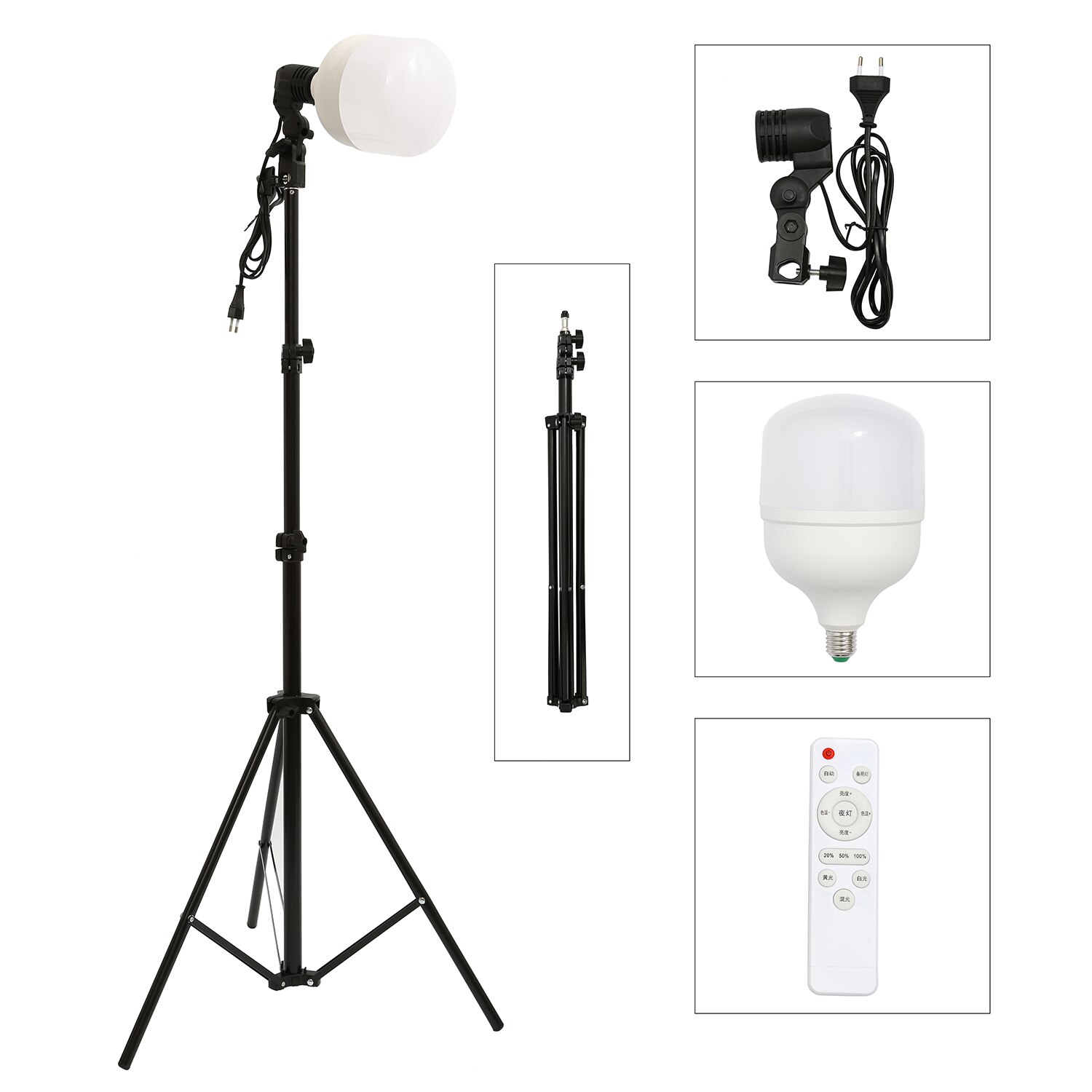 Fotografie 50W Dimbare Led Lamp Licht Invullen Met Houder En Licht Statief Stand Voor Foto Studio Portret Telefoon tiktok U: Grey