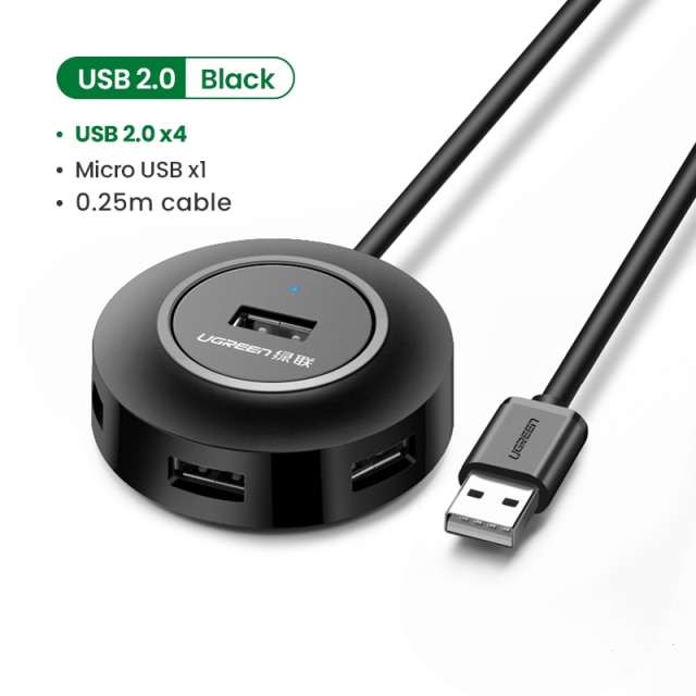 UGREEN USB HUB 3.0 2.0 HUB Ultra Mini 4 Port USB 3.0 Splitter Micro USB Hub Adapter for MacBook Pro Surface MateBook PC USB HUB: USB 2.0 -0.25m cable