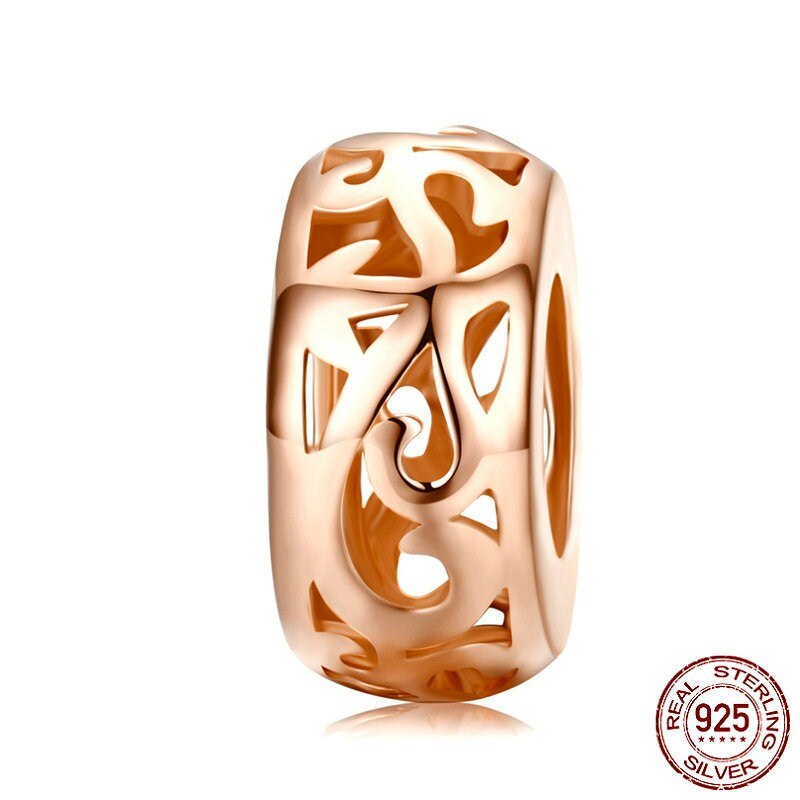 INBEAUT Rosa Oro Rosa CZ Maple Leaf Branelli misura il Braccialetto di Marca fai da te 925 Sterling Silver Sogno Cather Beetle Piuma Del Cuore pendenti e Ciondoli: sc716-c