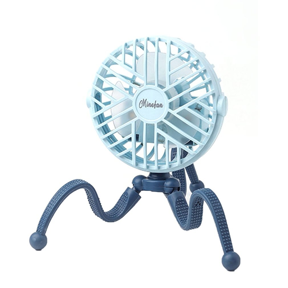 Mini Fan Mini Portable Hanging Electric Fan Octopus Stand Adjustable Handheld USB Charging Fan Cooler For Student: Blue Round
