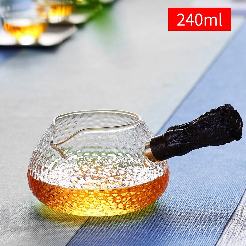 Side Handle Glass Tea Pitcher Chinese Tea Ware Tea Divider Chahai Heat-Resisting Borosilicate Glass Tea Cup Coffee Milk Pot: A