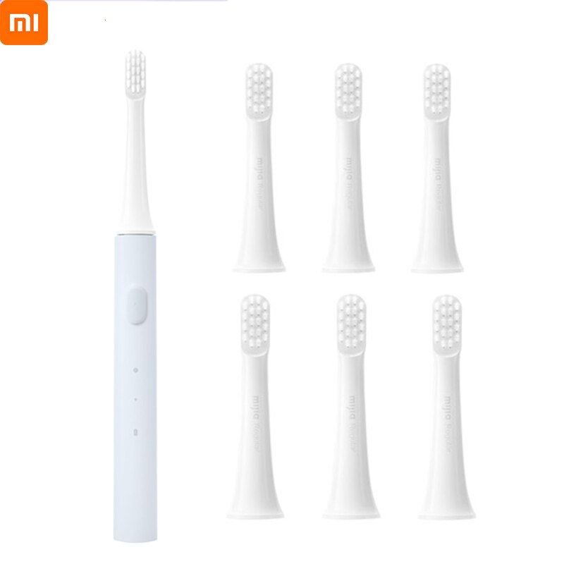Xiaomi Mijia Electric Toothbrush Waterproof USB Rechargeable Hotsale Sonic Toothbrush Smart Tooth Brushes Oral Care Reminder: Blue with 7 heads