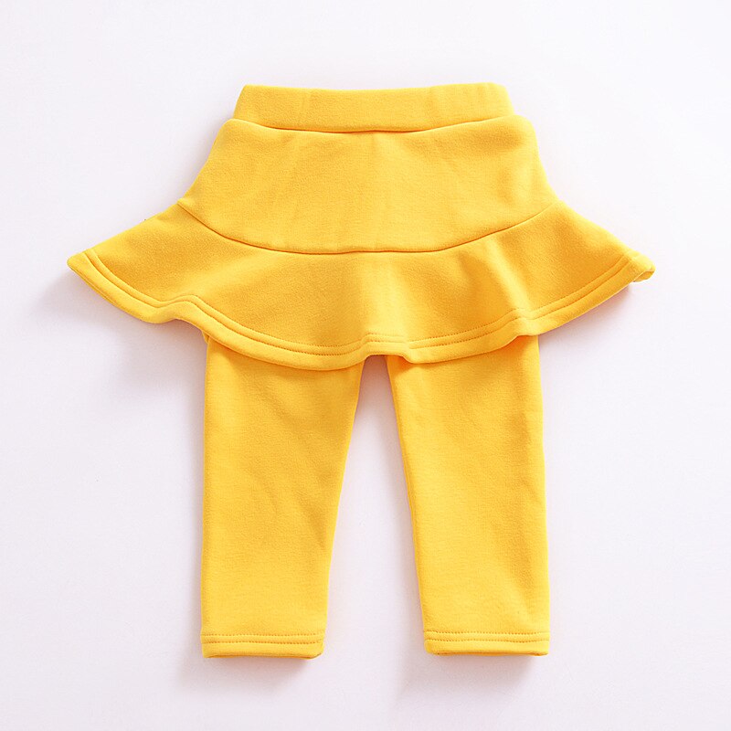 Barn sammetsleggings flickbyxor ren färg byxor småbarn tjejkläder nyfödd småbarn koreanska höst vinterkläder: Gul / 70-80cm höjd
